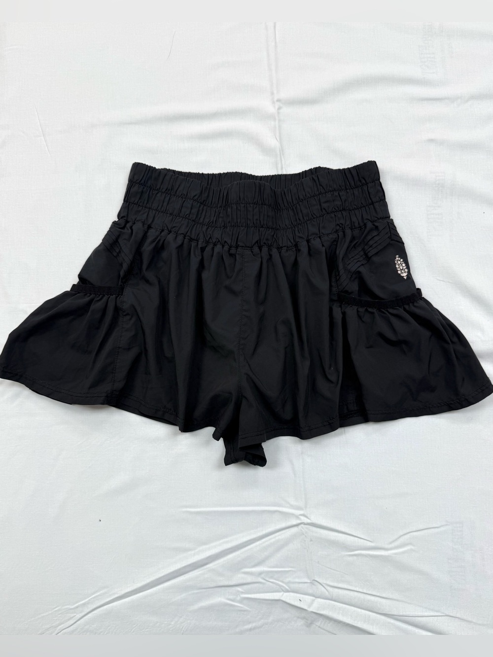 FP Movement Free People Get Your Flirt On Shorts Small Black Ruffle Smocked